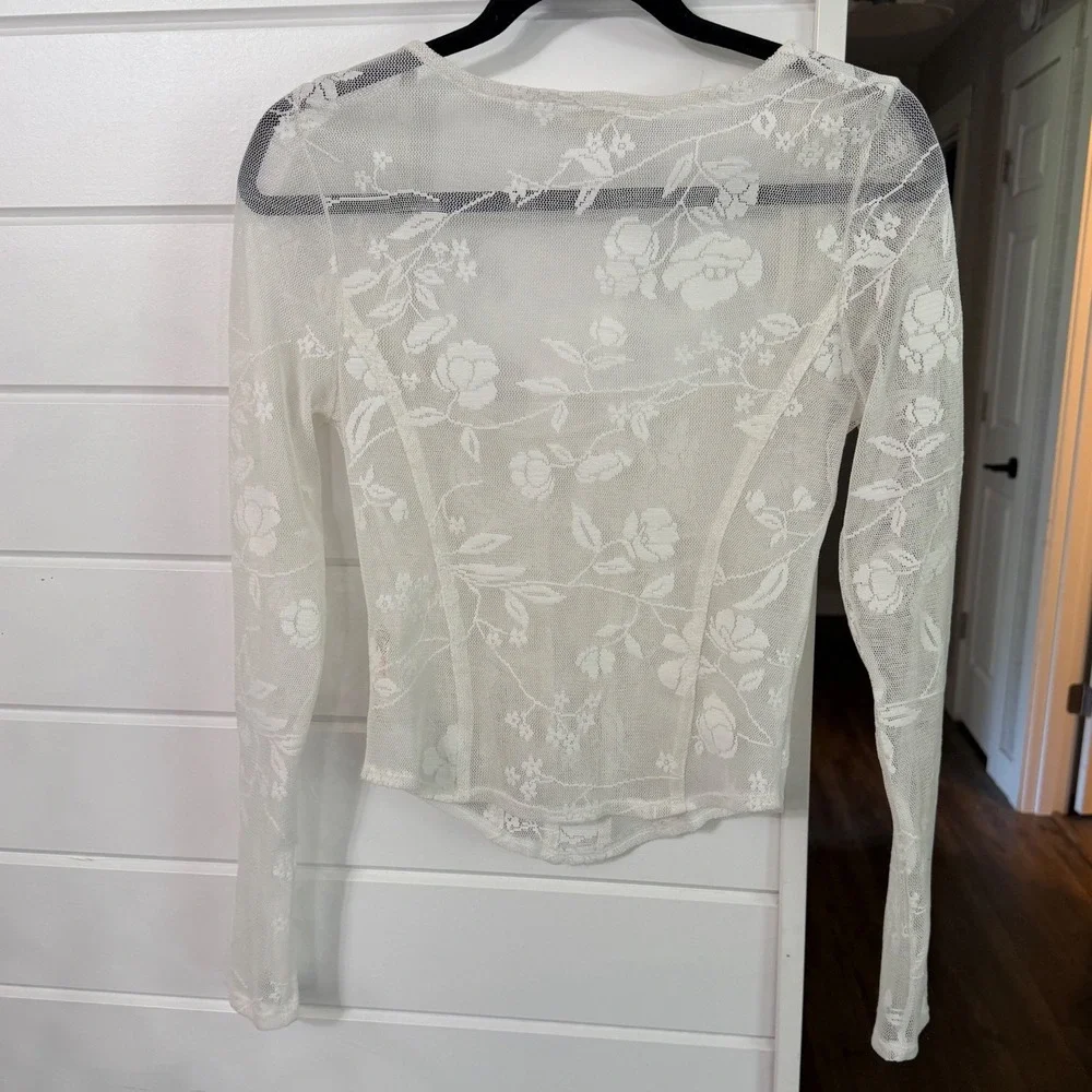 Free People Intimately Love Like This Lace Layering Top White Small Square Neck
